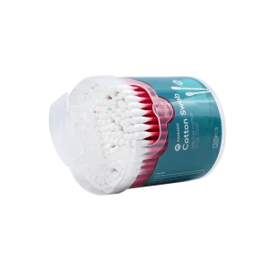 Custom Package Factory Makeup Cotton Swab 200pcs Red Paper Stick Cotton Bud with Round Box