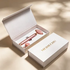 Custom Pink Magnetic Packaging Boxes Scraping Massage Face Rose Quartz Jade Roller Gua Sha Box with Lining