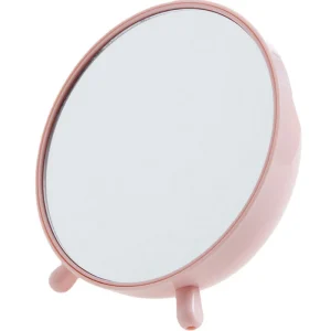 Custom Popular Pink Table Top Standing Makeup Mirror Circle Makeup Desktop Vanity Mirror With Comb
