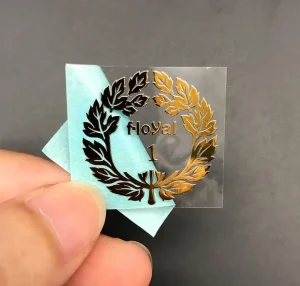 Custom Printed Gold Logo 3D Metal Waterproof Transparent UV Transfer Label Sticker for Cosmetic Skin Care & Perfume