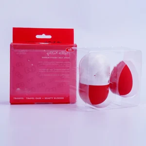 Custom Printed Logo PET Plastic Foldable Blender Box Powder Puff Makeup Sponge for PVC Packaging