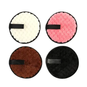 Custom Sponge Face Washing Brush Reusable Makeup Remover Puff Velvet Sponge Makeup Remover Pad Round Soft Shape Facial Pads
