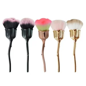 Custom Vegan Synthetic Hair Single Rose Powder Blush Brush Face Luxury High Quality Makeup Brush with Custom Logo