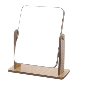Custom Wood Base Makeup Mirror INS Mirror Single Fold Beauty Rotatable Desktop Dressing Mirror