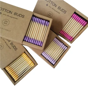 Custom Wooden Bamboo Paper Stick Cotton Bud Swab Cotton Buds for Ear