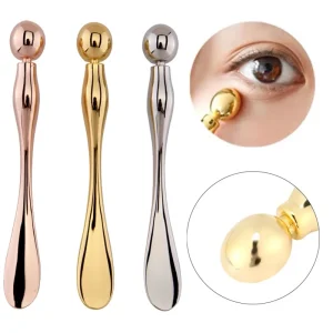 Custom logo 10cm Zinc Alloy Golden Facial Roller Mask Spoon Eye Massager Skincare Cosmetic Tools Massage Stick Cream Spatula