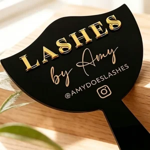 Custom logo Acrylic Handheld Makeup Mirror Portable Eyelash Mirror Lash Checking Mirror with Handle Professional Beauty Tools