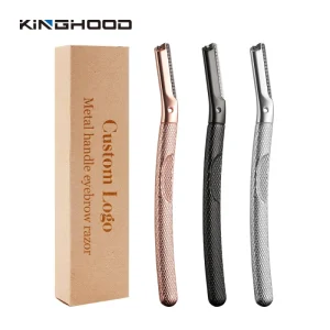 Custom logo Eco Friendly Make up Tool Replaceable Stainless Steel Blade Women Metal Handle Facial Razors Eyebrow Razor Trimmer
