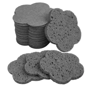 Custom logo Recyclable Wood Pulp Cotton Facial Cleansing Cellulose Sponge Exfoliating Deep Cleansing Makeup Removal Face Pads