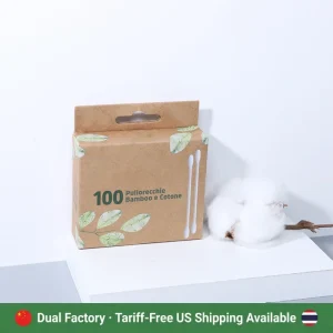 Customer customized Packaging Cotton Swab with Bamboo Stick Evenly Full Disposable Double end Pure Cotton Bud Eco friendly