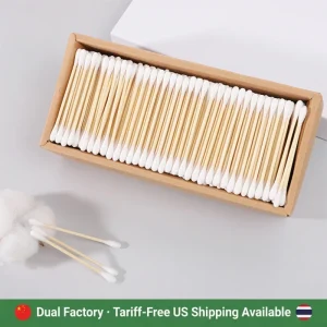 Customer customized Packaging Organic Q tip Cotton Buds Customize Bamboo Sticks Ear Cleaning Cosmetic Tool Cotton Swabs