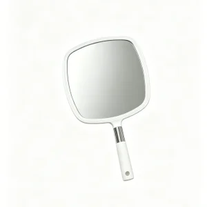 Customizable Logo ABS Handheld Cosmetic Mirror Personalized Large Square Single Sided 1x Magnification Makeup Mirror with Handle