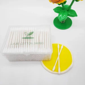 Customizable Logo Double Head Organic Cotton Swabs Eco Friendly Reusable Qtips Wood Bud for Personal Care