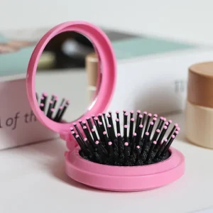 Customizable Logo Modern Printed Round Portable Comb Teeth Makeup Mirror Beauty Tools