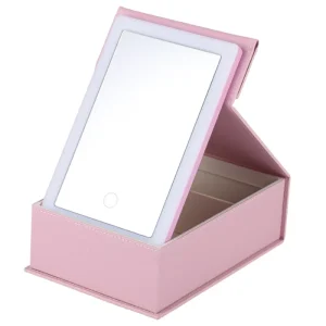 Customizable PU Portable 60 Lights LED Makeup Mirror Creative Multi Color Desktop Mirror Personalized Features