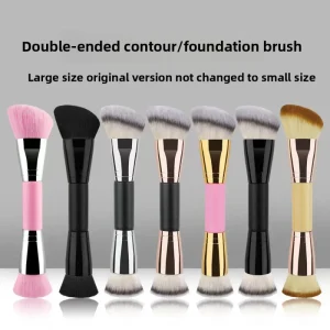 Customize Double Headed Wood Handle Foundation Concealer Brush Single Slanted Contour Sculpting Portable Makeup Brush