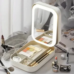 Customize Factory Makeup Mirror with LED Light Foldable Cosmetics Storage Bag with LED Mirror