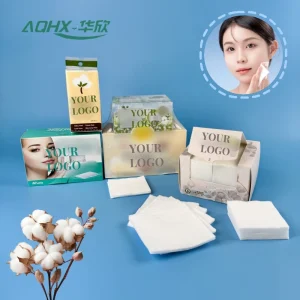 Customized 10*10cm 120gsm 100 Pieces/box Disposable 100% Natural Cotton Pad Boxed Square Makeup Remover Pad