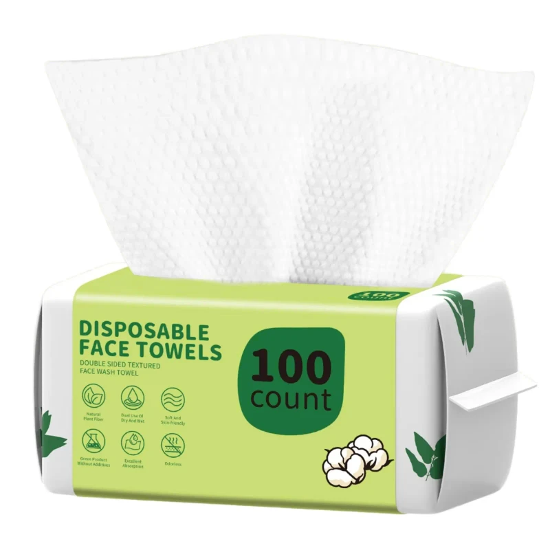 Customized Biodegradable Cotton Disposable Facial Towels Wet Dry Dual Use Household Packed Makeup Remover Face Tissues 1 Ply