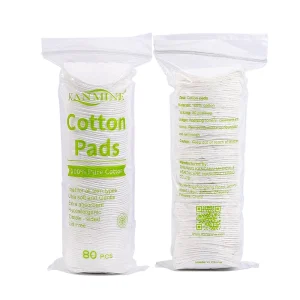 Customized Cosmetic Organic Cotton Makeup Remover Pads Cotton Rounds 80pcs Disposable Cotton Pad for Face