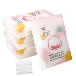 Customized Logo Disposable Organic Cotton Rounds Hypoallergenic Square Cosmetic Face Cotton Pads for Travel