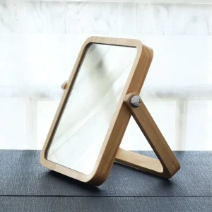 Customized Modern Design Multifunctional Portable Standing Vanity Mirror Personalized Wood Tabletop Durable Makeup Mirror for