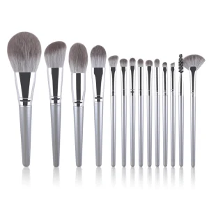 Customized Portable Multifuntional14 Pieces Makeup Foundation Flat Round Brushes Set on Face Eyes for Beauty