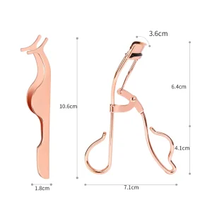 Customized Rose Gold Eyelash Curler With False Eyelash Extension Tweezer Black Silicone Refill Pads