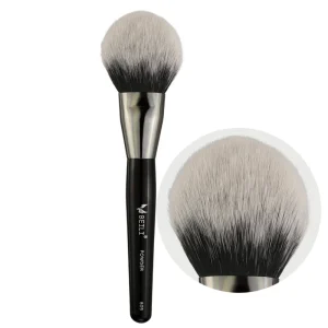 Customized Single Large Powder Blush Makeup Brush Black Professional Vegan Wooden Handle