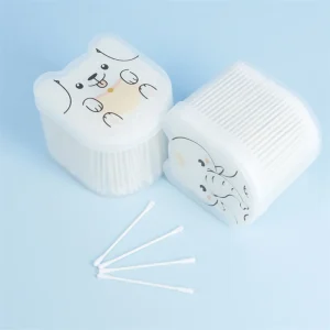 Cute Cat Shaped PP Box Disposable BABY Cotton Buds 600 Pcs for Baby Use
