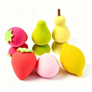 Cute Fruit Shaped Makeup Sponge Set Latex Free Strawberry Peach Lemon Blender Beauty for Foundation Powder Private Label Bulk