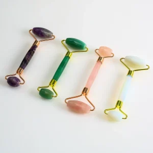 DIY Natural Crystal Jade Face Massager Roller Luxury Engraved Diamond Polished Carving Technique Gift