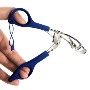 DM Hot Selling Private Label Durable Eyelash Curler with Stainless Steel & Silicone Blue Handle