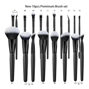 Daily Queen ELF 16pcs High Quality Matte Wooden Handle Eyeshadow Makeup Brush Sets Soft Bristles Opulent Feel Private Lable
