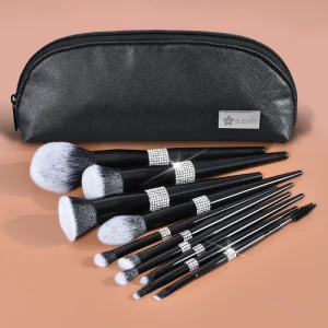 DailyQueen Luxury High Quality 10pcs Bling Black Handle Glitter Makeup Brush Single Sparkling Make Brush