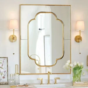 Decorative European Style Wall Mounted Bedroom and Bathroom Mirror Vintage Dressing and Makeup Mirror