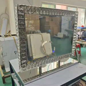 Desktop Vanity Mirror 3 Color LED Makeup Mirror with Crystals Touch Switch with Lights Factory