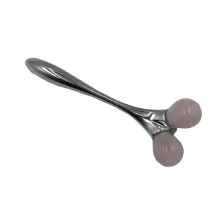 Detachable DIY Natural Rose Quartz Zinc Alloy Silver Pink Facial Roller Set Ball Face Massage Customizable Size Musical Function