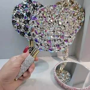 Diamond Hand Held Mirror Makeup Vanity Mirror With Handle Handheld Cosmetic Mirror