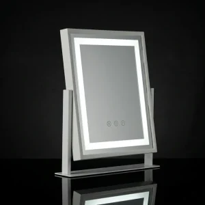 Dimmable LED Vanity Mirror With Touch Switch 3 Color Modes Rotatable Metal Stand Customizable for Makeup