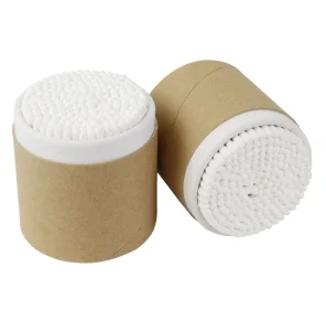 Disposable 200 Bamboo Sticks Cotton Swabs Cleaning Ear Bud Kraft Paper Round Boxes Absorbent Cotton Makeup Use