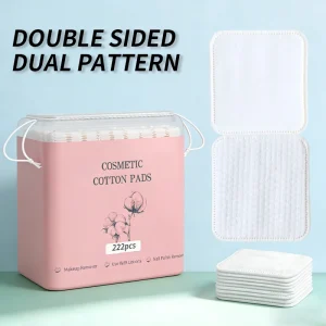 Disposable 3-Layer Non-Woven Soft Absorbent Lint-Free Cotton Pads for Facial Makeup Remover with Custom Logo 222 Count