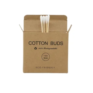 Disposable Adult Cotton Buds with Double Round Head 100pcs Natural Bamboo Stick