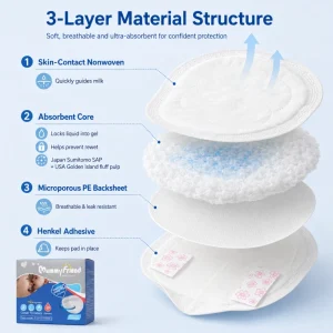 Disposable Cotton Nursing Pads 24Pcs Super Absorbent Breathable Leak Proof Breast Pads for Breastfeeding Moms