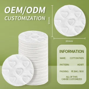 Disposable Organic Soft Round Facial Cotton Pads for Face Cosmetic Makeup Remover Skincare with Custom Logo