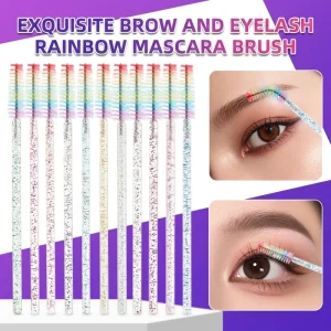 Disposable Rainbow Color Nylon Crystal Handle Eyelash Brush Women Makeup Mascara Brush for Eyelash Extension Tools