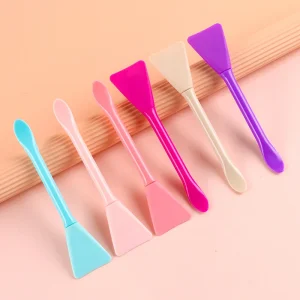Double End Silicone Facial Jelly Mask Brush Spoon Plastic Handle Soft Flexible Silicone Head 6 Colors Custom Logo