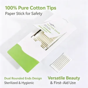 Double Ended Disposable Material 500pcs Paper Sticks Cotton Buds Cotton Swabs with Suction Card Package