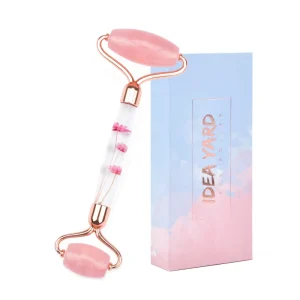 Double Head 100% Natural Rose Quartz Pink Jade Stone Facial Anti Aging Roller Gentle Non Irritating