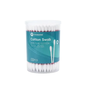 Double Head Cosmetics Double Pointed Tip Cotton Bud 100pcs Red Paper Stick Cotton Swab with pp Box